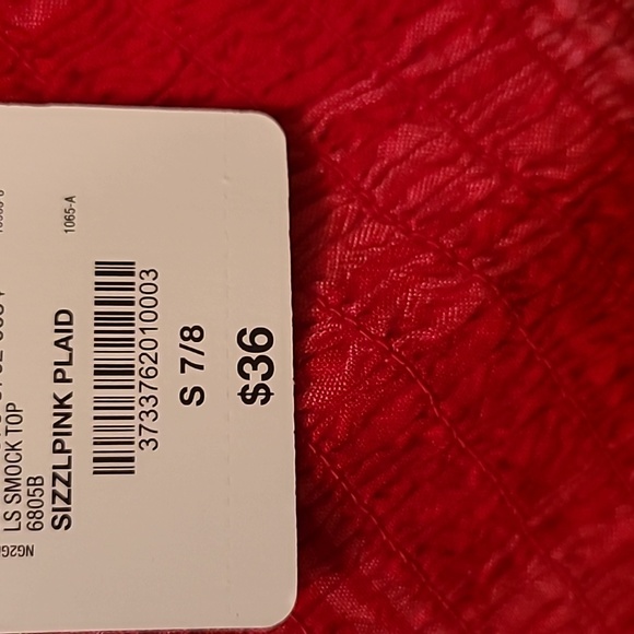 THEREABOUTS GIRLS "SIZZLE" PINK PLAID TOP WITH BEAUTIFUL SMOCKING SIZE SMALL 7/8 - Picture 7 of 8